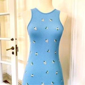 ZARA Blue Ribbed Sleeveless Dress
